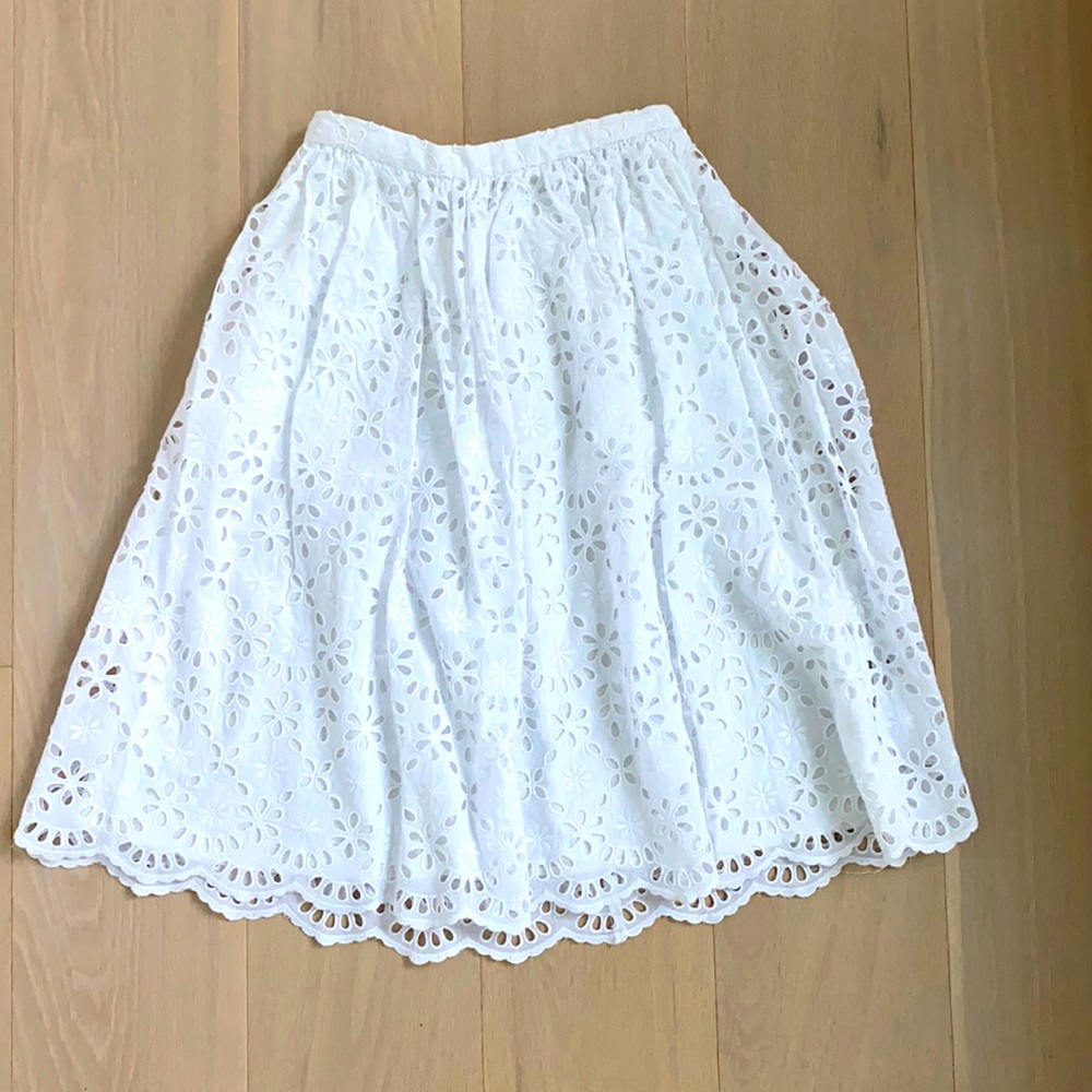 JCrew women’s white lace midi skirt size 0